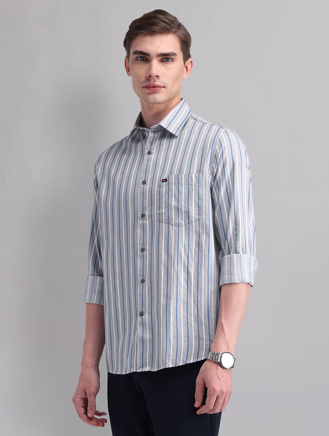 men striped long sleeve regular fit casual shirt - 21998451 - Standard Image - 1