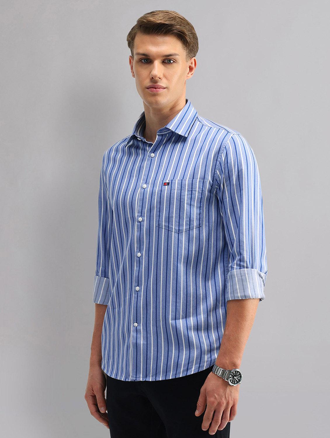 men striped long sleeve regular fit casual shirt - 21998452 -  Standard Image - 1