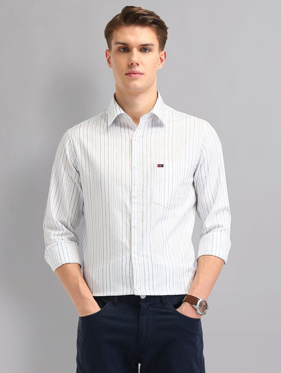 men striped long sleeve regular fit casual shirt - 21998454 -  Standard Image - 1
