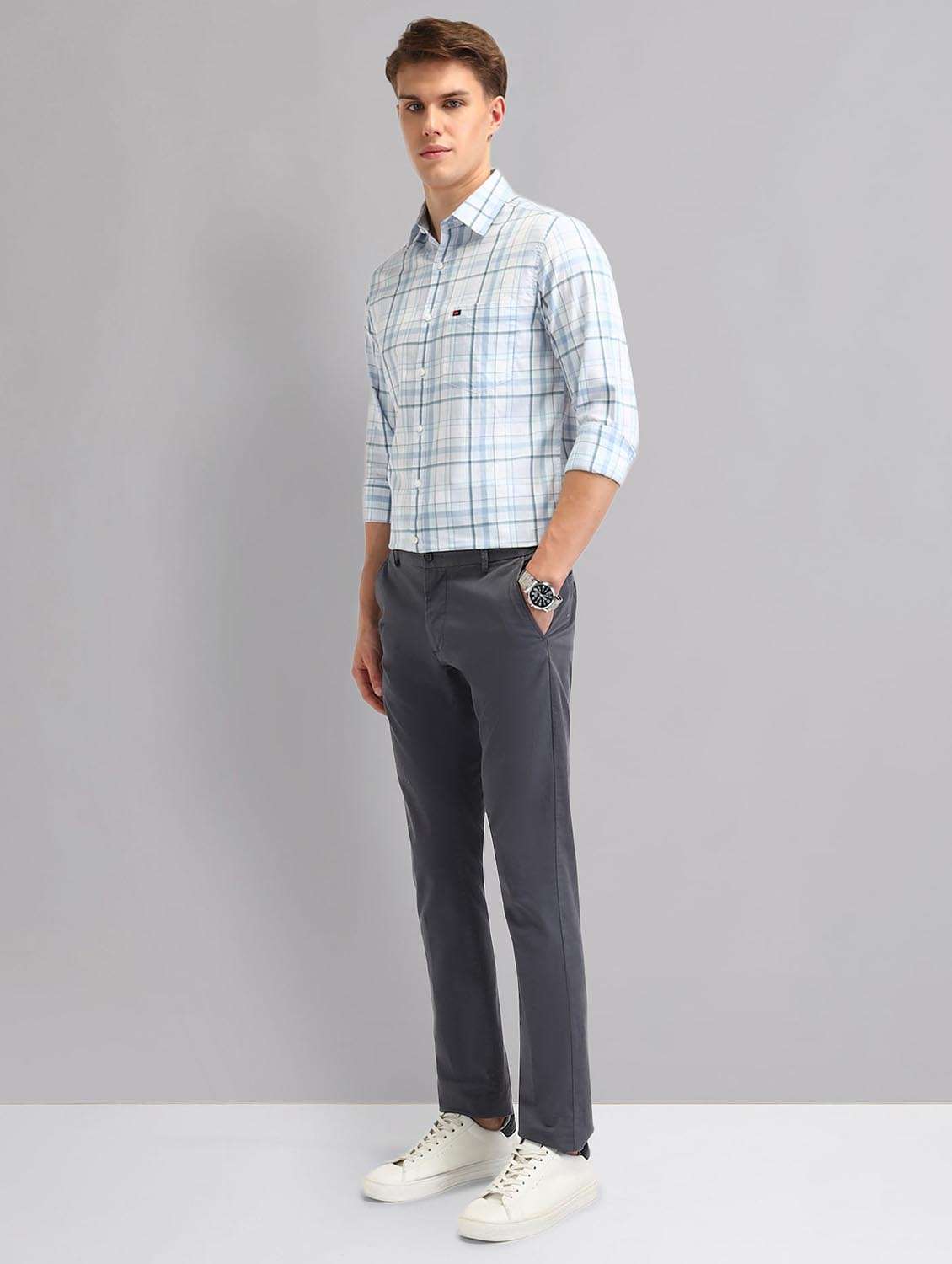 men checkered long sleeve regular fit casual shirt - 21998455 -  Standard Image - 4