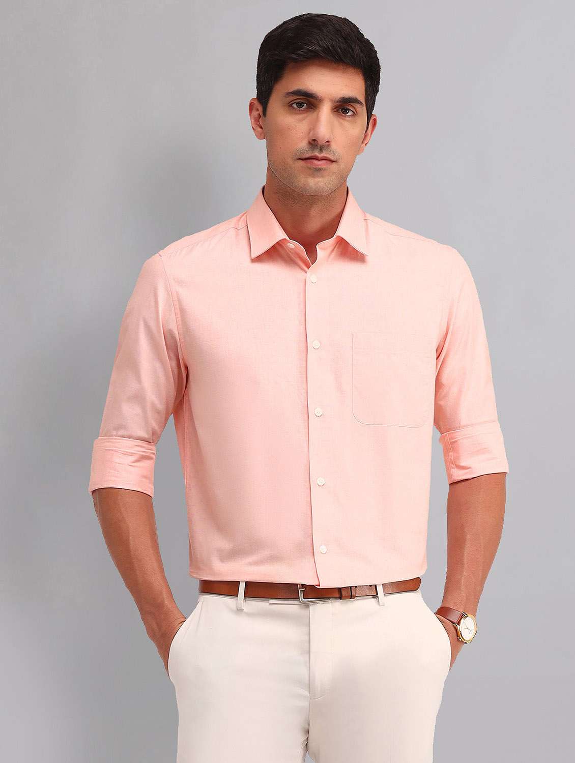 men solid long sleeve regular fit formal shirt - 21998458 -  Standard Image - 1