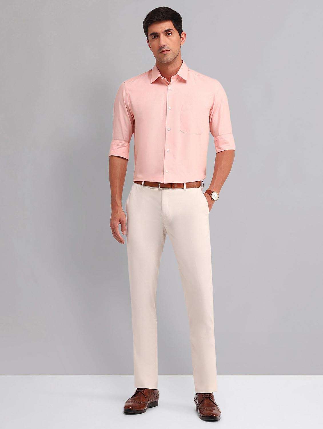 men solid long sleeve regular fit formal shirt - 21998458 - Standard Image - 4