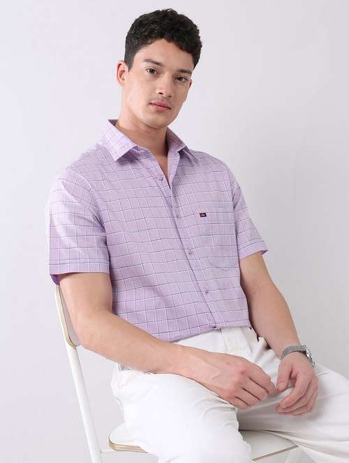 men checkered short sleeve regular fit casual shirt - 21998486 - Standard Image - 0