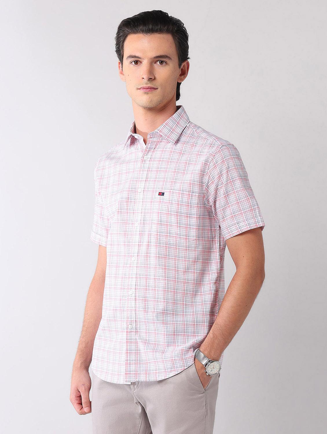 men checkered short sleeve regular fit casual shirt - 21998487 - Standard Image - 1