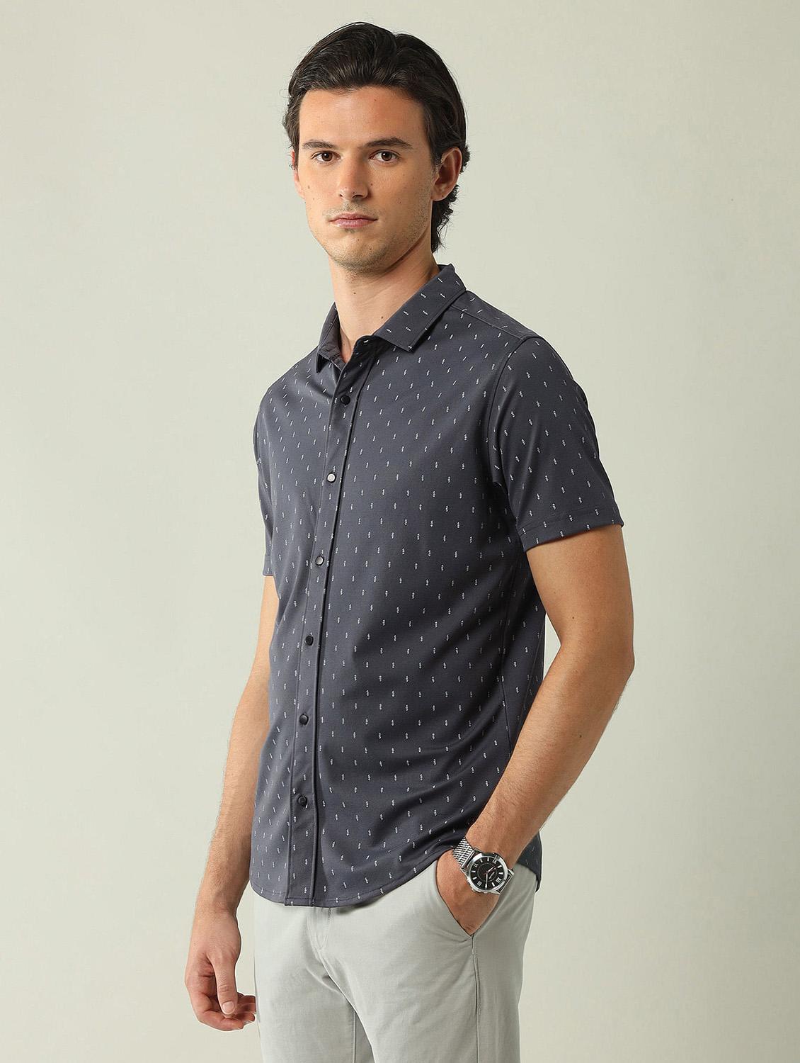 men printed short sleeve regular fit casual shirt - 21998491 - Standard Image - 1