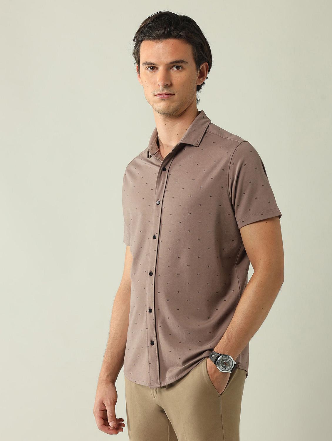 men printed short sleeve regular fit casual shirt - 21998492 - Standard Image - 1