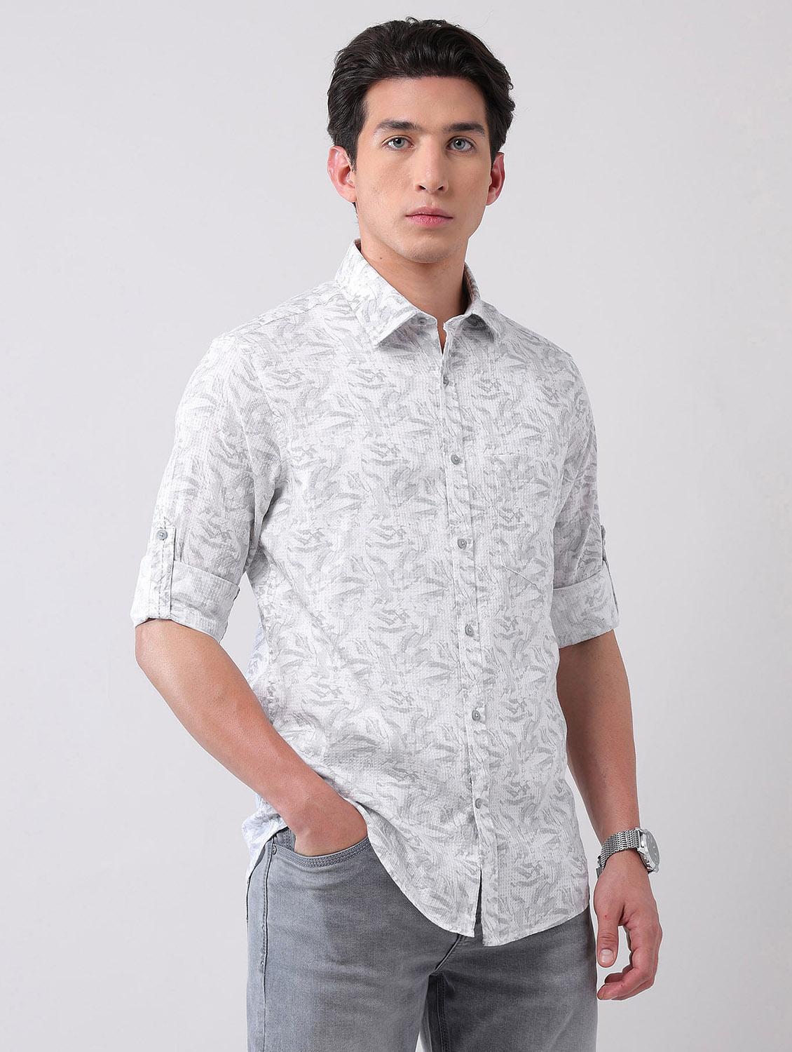 men printed long sleeve regular fit casual shirt - 21998496 -  Standard Image - 1