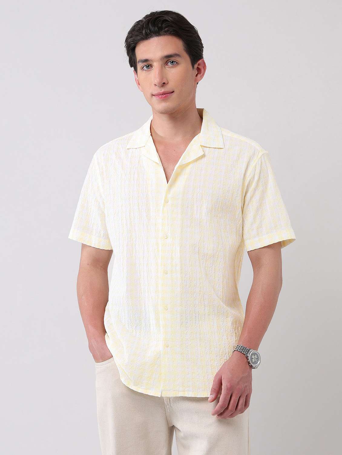 men self design short sleeve regular fit casual shirt - 21998505 -  Standard Image - 1