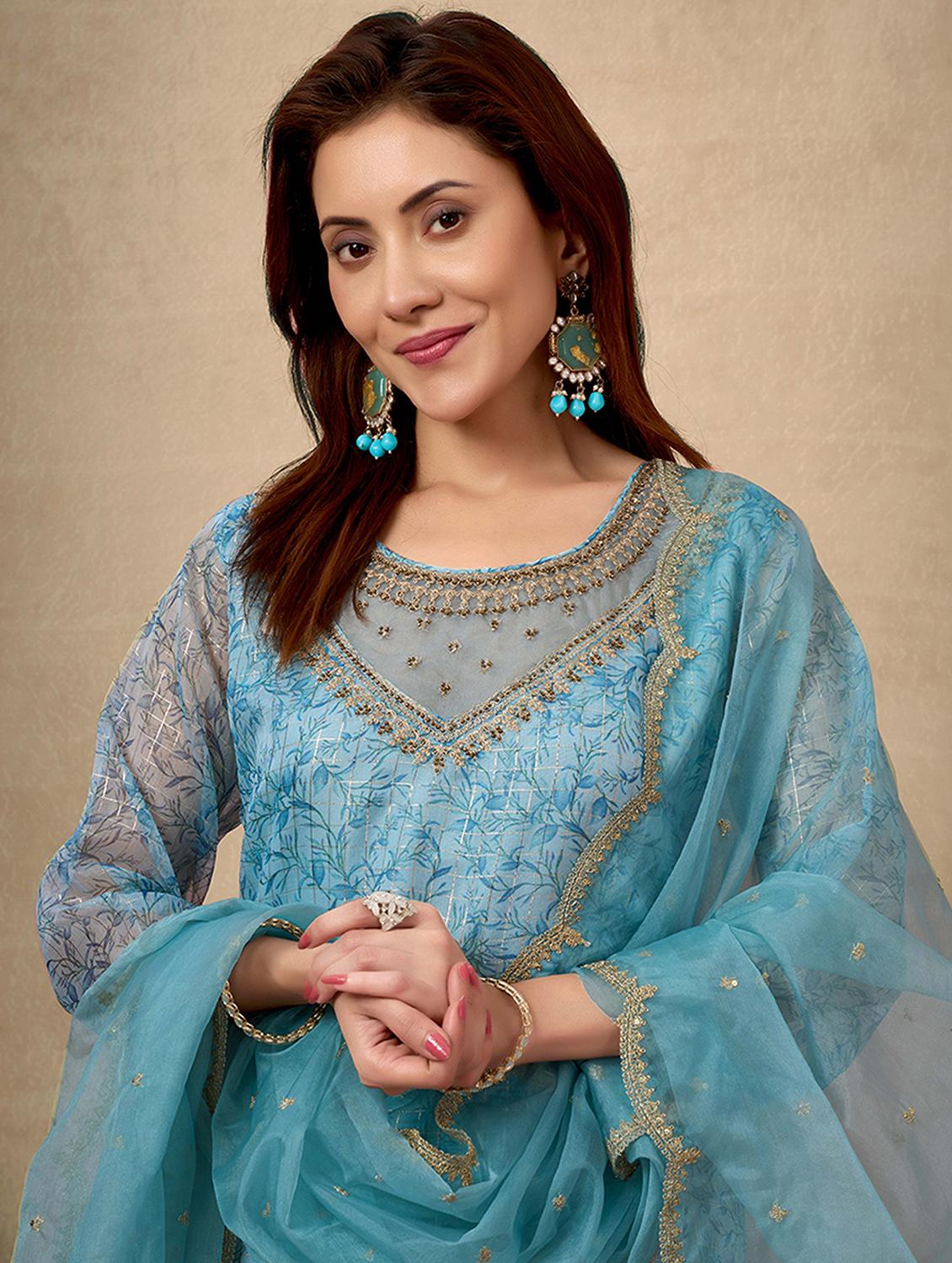 women printed three quarter sleeve kurta pant with dupatta set - 21998551 - Standard Image - 4