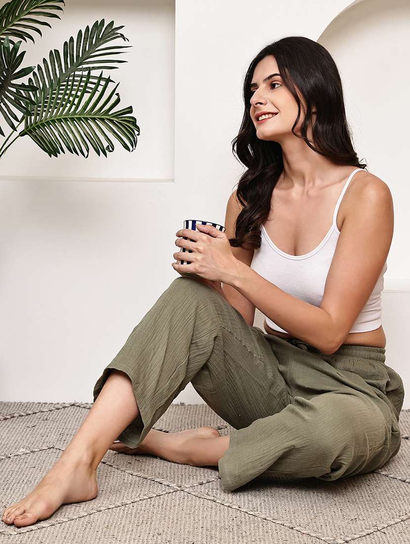 women solid mid rise loungewear pajama - 21998610 -  Standard Image - 1