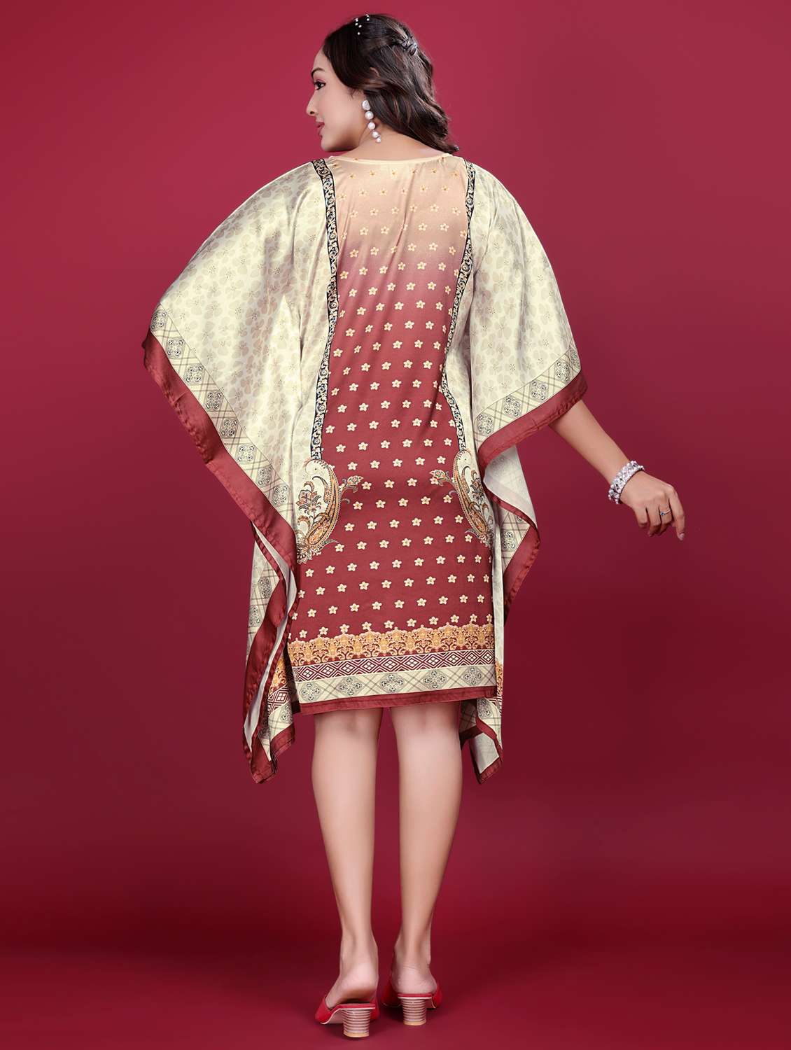 women printed kimono sleeve kaftan dress - 21998625 - Standard Image - 4