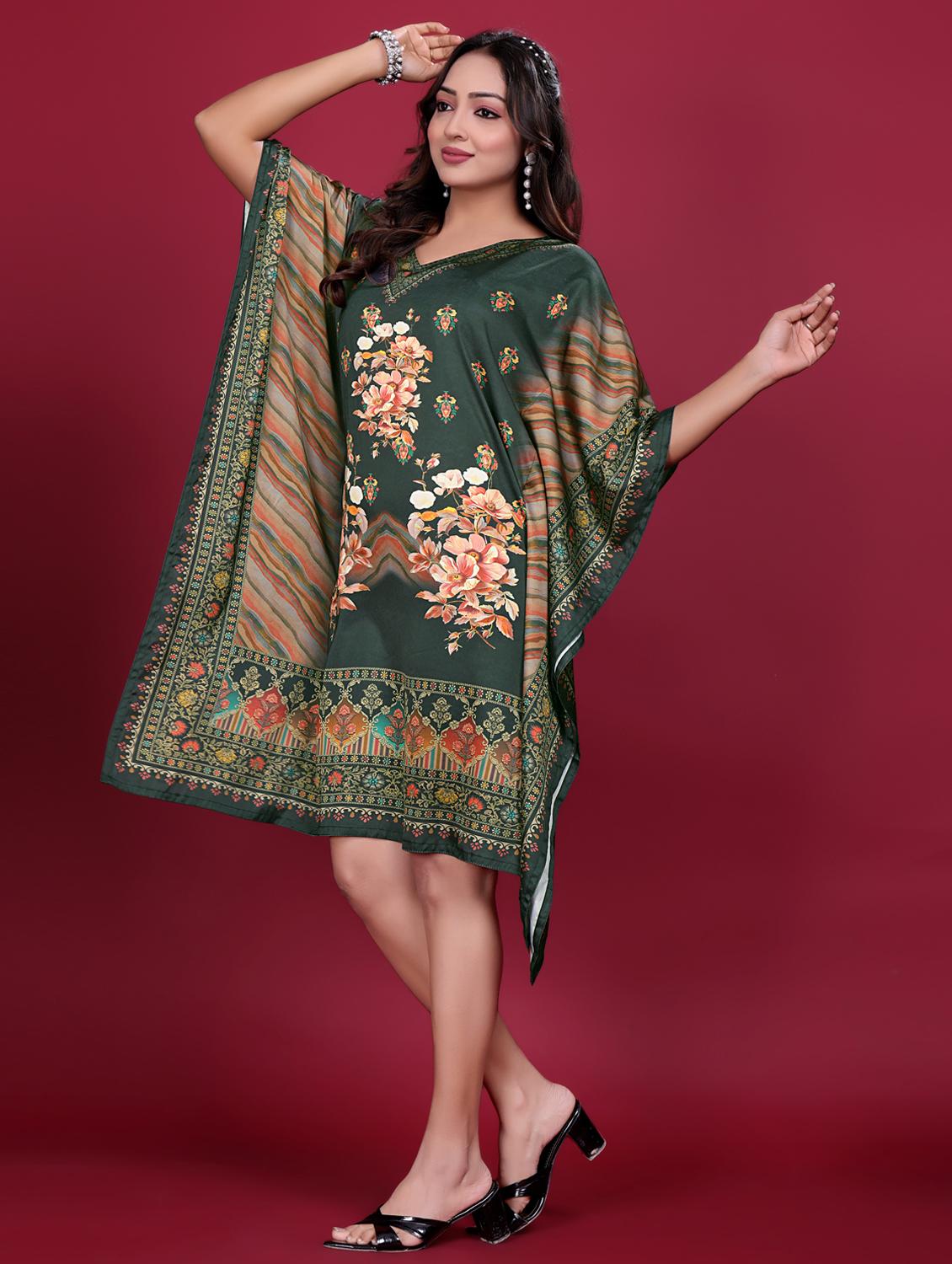 women printed kimono sleeve kaftan dress - 21998626 -  Standard Image - 1