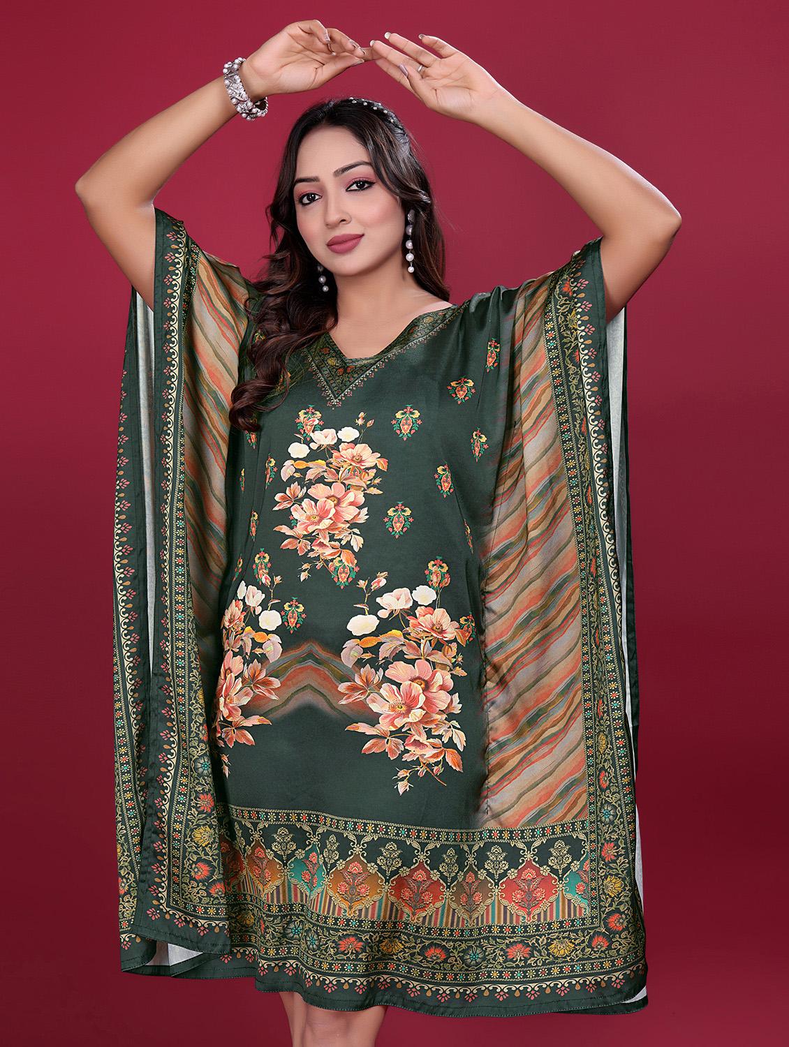 women printed kimono sleeve kaftan dress - 21998626 - Standard Image - 4