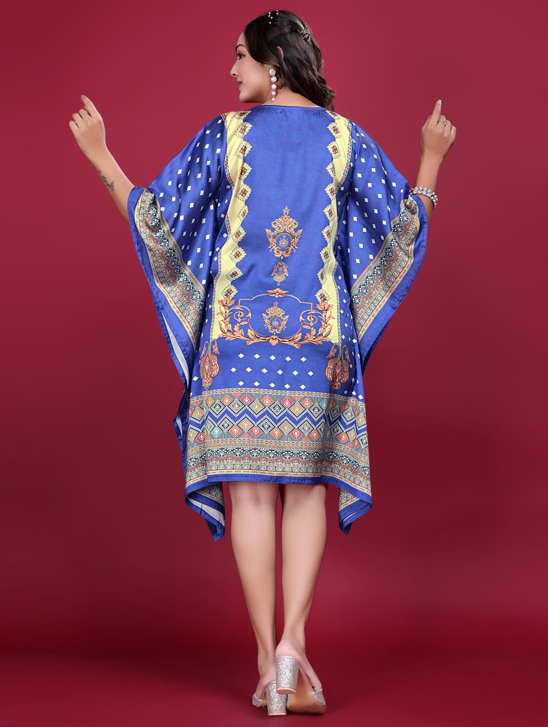 women printed kimono sleeve kaftan dress - 21998628 - Standard Image - 4