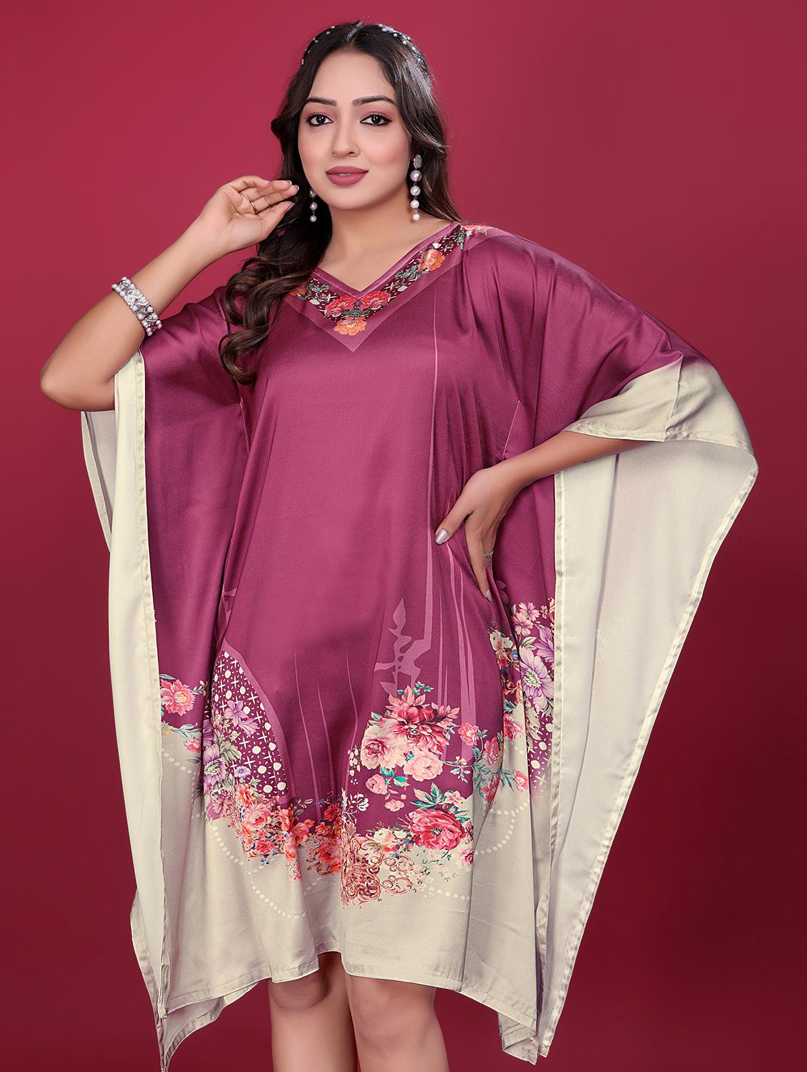 women printed kimono sleeve kaftan dress - 21998630 - Standard Image - 1