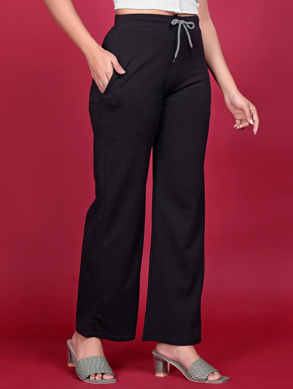 women black solid mid rise straight trouser - 21998645 - Standard Image - 1