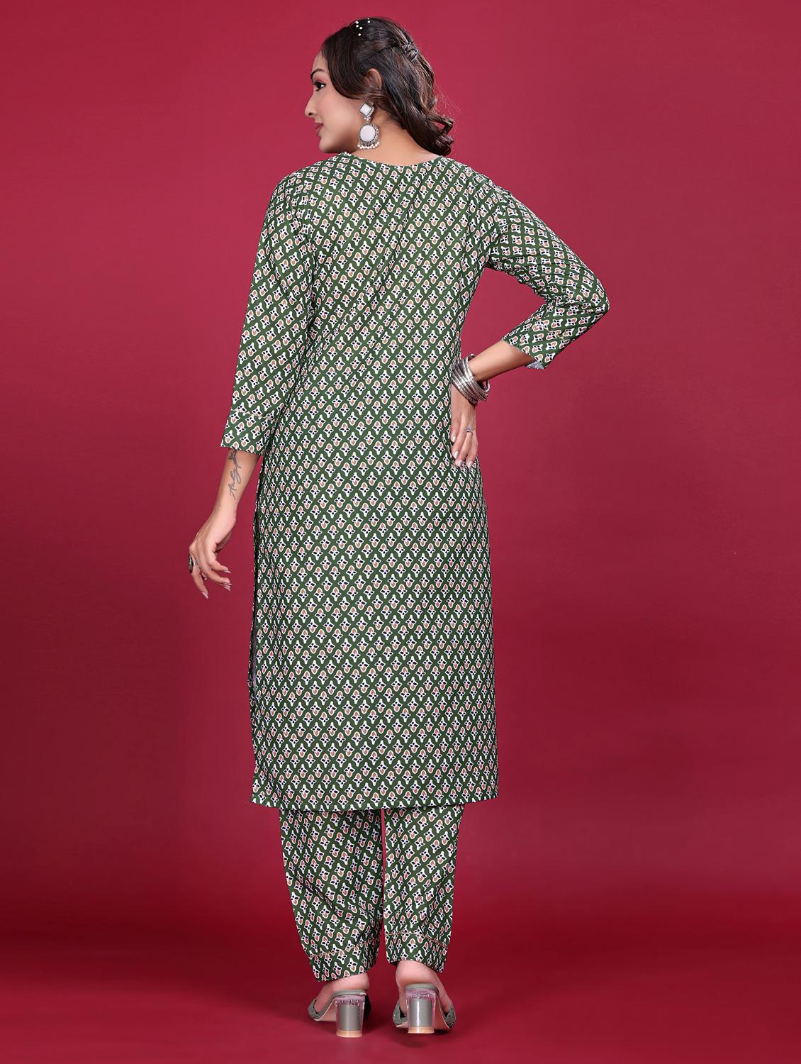 women printed three quarter sleeve kurta pant set - 21998646 - Standard Image - 4