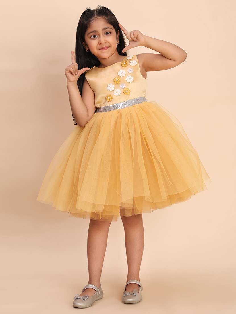 girls self designed round neck sleeveless frock - 21998661 -  Standard Image - 1