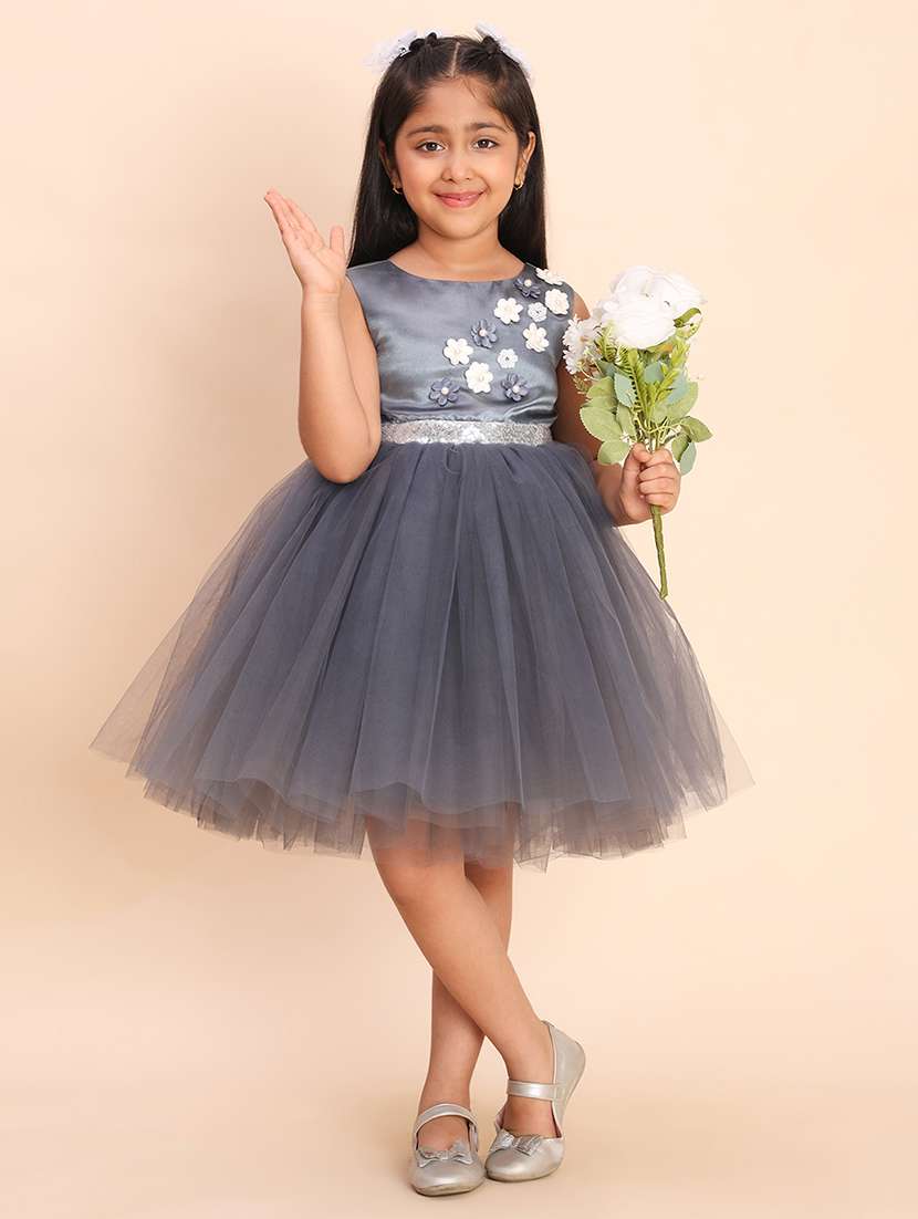 girls self designed round neck sleeveless frock - 21998662 -  Standard Image - 1