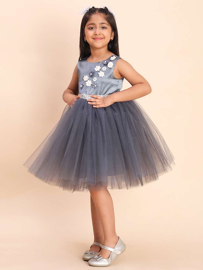 girls self designed round neck sleeveless frock - 21998662 -  Standard Image - 4