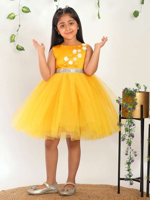 girls self designed round neck sleeveless frock - 21998664 -  Standard Image - 0