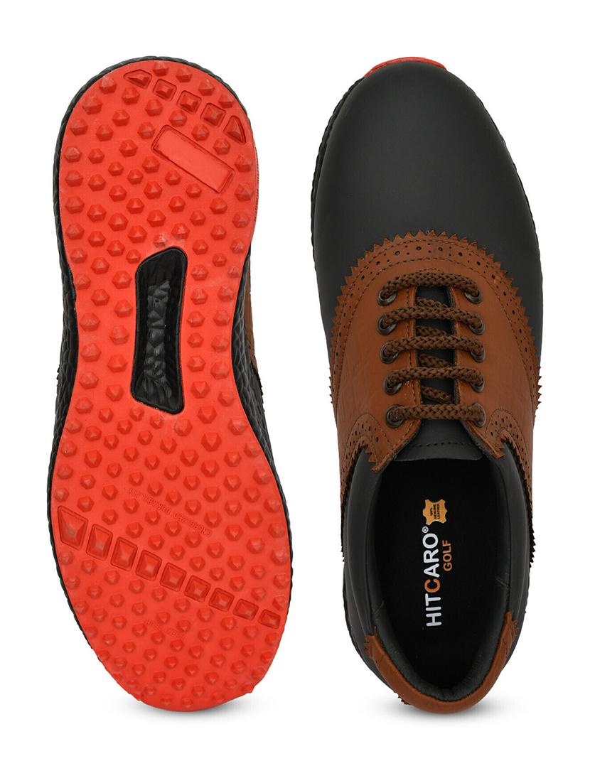 hitcaro men's premium leather lace - up professional golf shoes - 21998674 - Standard Image - 4