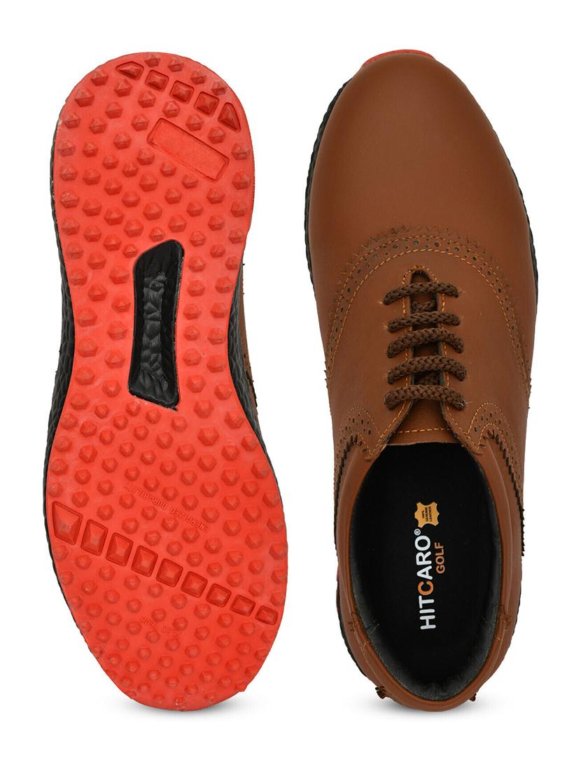 hitcaro men's premium leather lace - up professional golf shoes - 21998677 - Standard Image - 4
