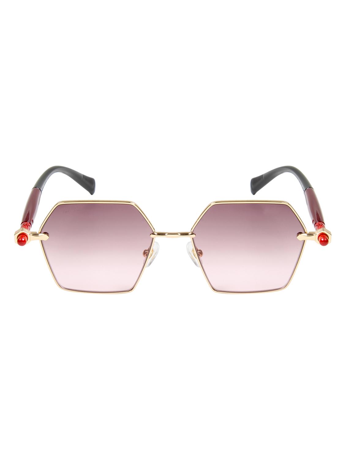 ted smith unisex aesthetic-bold gold-pink hexagon sunglasses with uv protected lens - 21998722 -  Standard Image - 1