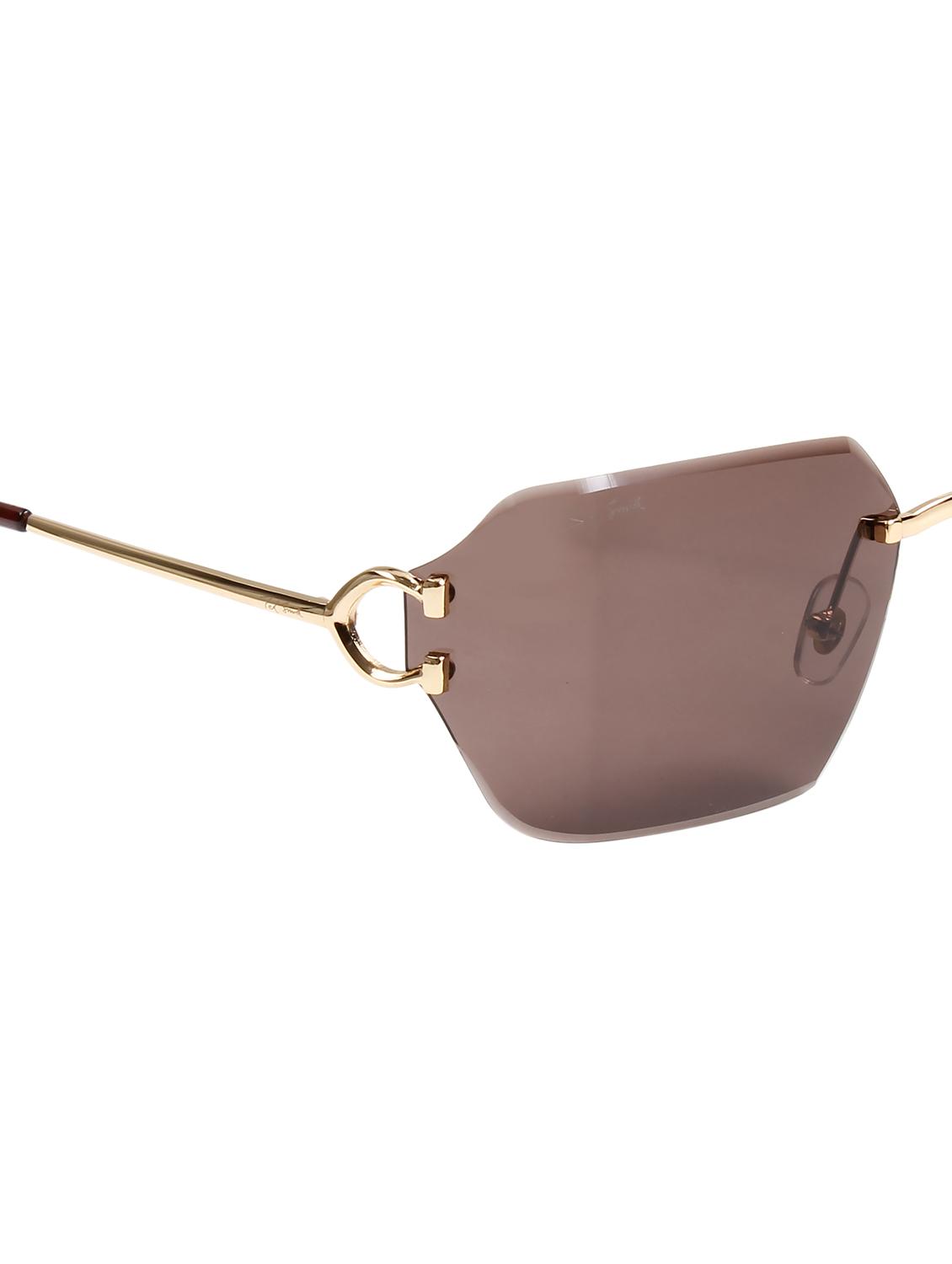 ted smith unisex aesthetic-brat gold-brown rimless sunglasses with uv protected lens - 21998725 - Standard Image - 4