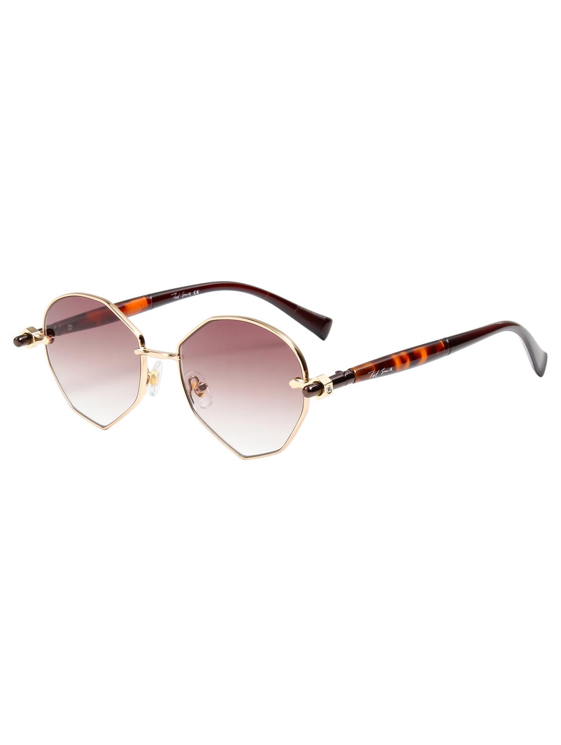 ted smith unisex aesthetic-bold gold-brown oval sunglasses with uv protected lens - 21998728 -  Standard Image - 1