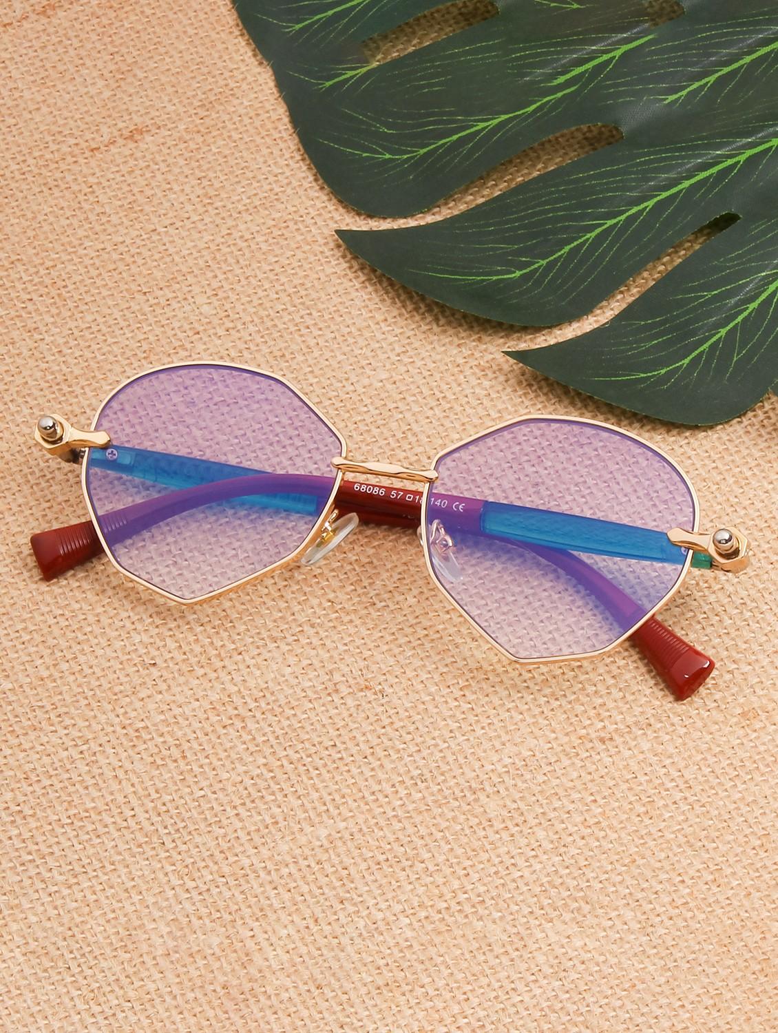 ted smith unisex aesthetic-bold gold oval sunglasses with uv protected lens - 21998730 -  Zoom Image - 0