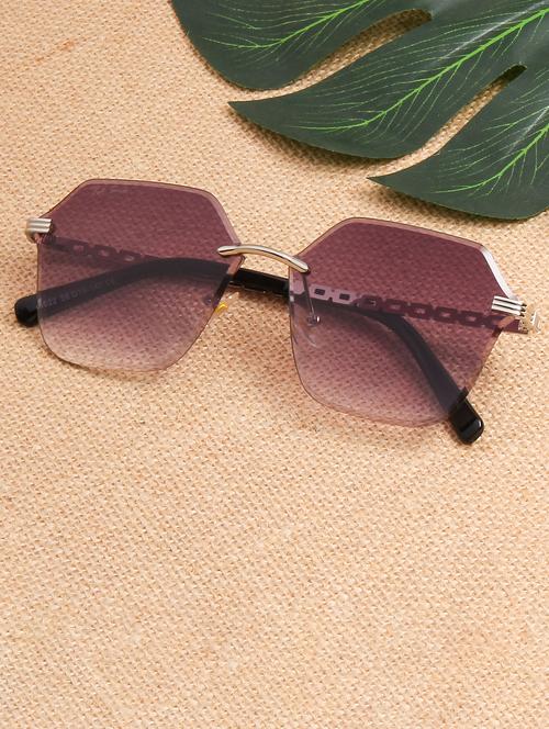 ted smith unisex aesthetic-bold silver-purple rimless sunglasses with uv protected lens - 21998733 -  Standard Image - 0