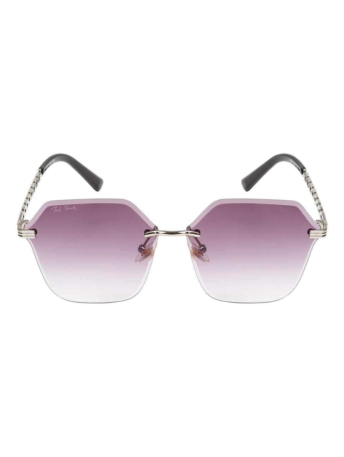 ted smith unisex aesthetic-bold silver-purple rimless sunglasses with uv protected lens - 21998733 -  Standard Image - 1