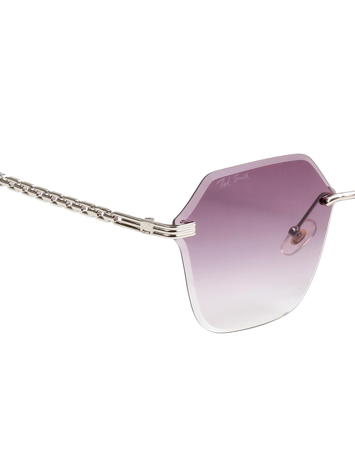 ted smith unisex aesthetic-bold silver-purple rimless sunglasses with uv protected lens - 21998733 - Standard Image - 4