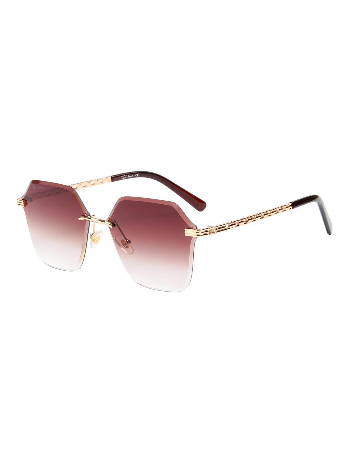 ted smith unisex aesthetic-bold gold-brown rimless sunglasses with uv protected lens - 21998734 - Standard Image - 1