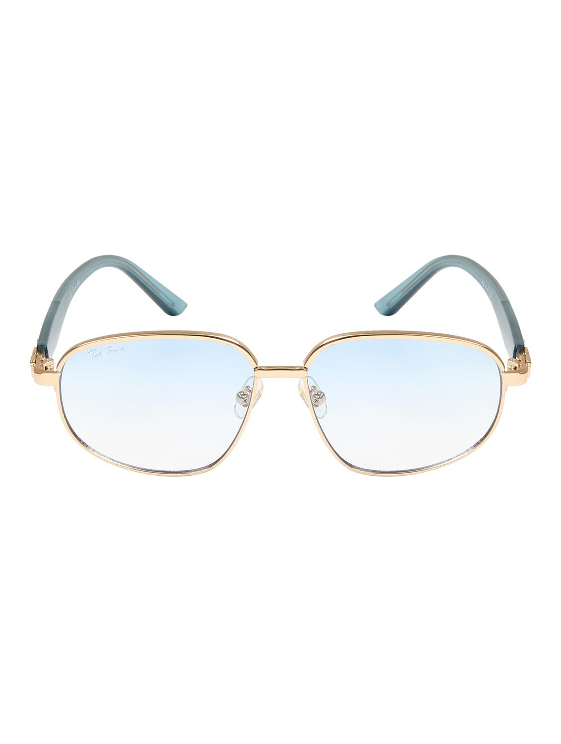 ted smith unisex aesthetic-bold gold-blue aviator sunglasses with uv protected lens - 21998738 - Standard Image - 1