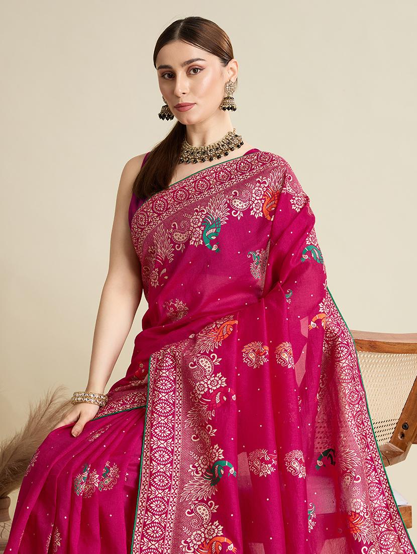 women printed casual wear saree with blouse - 21998779 - Standard Image - 1