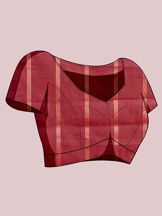 women checkered bordered saree with blouse - 21998784 - Standard Image - 1