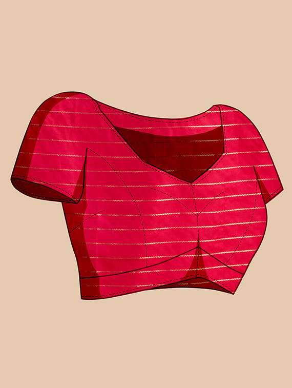 women checkered bordered saree with blouse - 21998802 -  Standard Image - 4