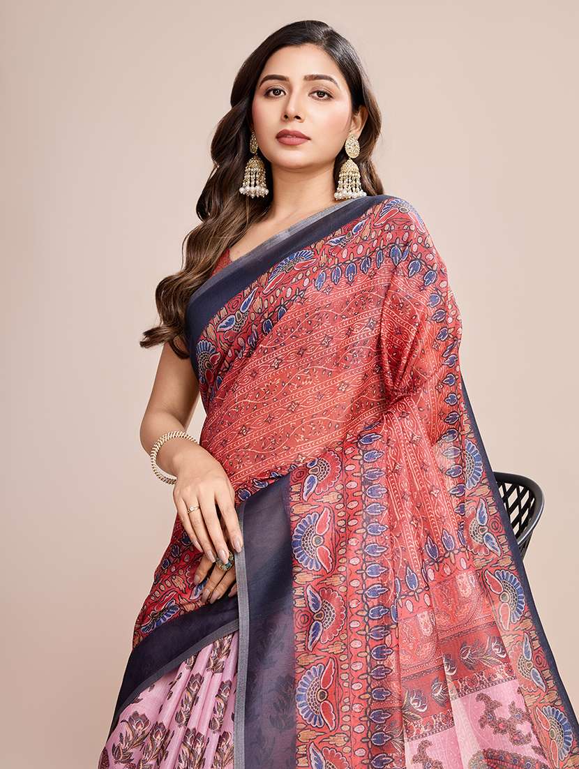 women printed casual wear saree with blouse - 21998804 -  Standard Image - 1