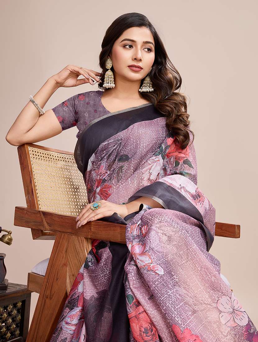 women floral printed saree with blouse - 21998807 -  Standard Image - 1