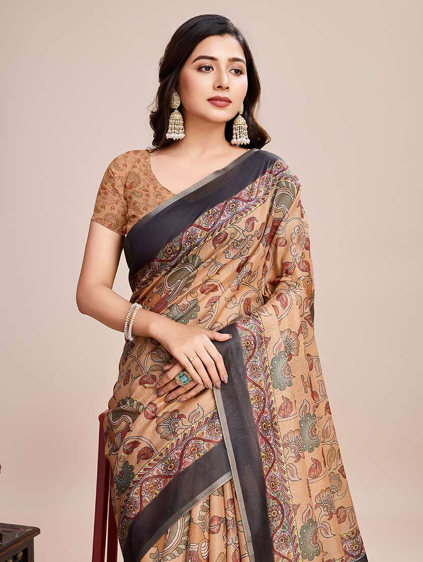 women floral printed casual wear saree with blouse - 21998809 -  Standard Image - 1
