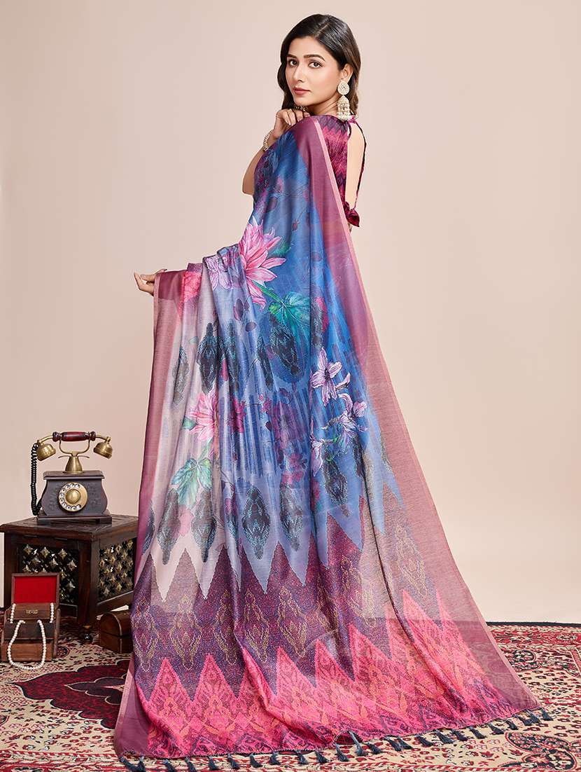 women floral printed casual wear saree with blouse - 21998810 -  Standard Image - 1