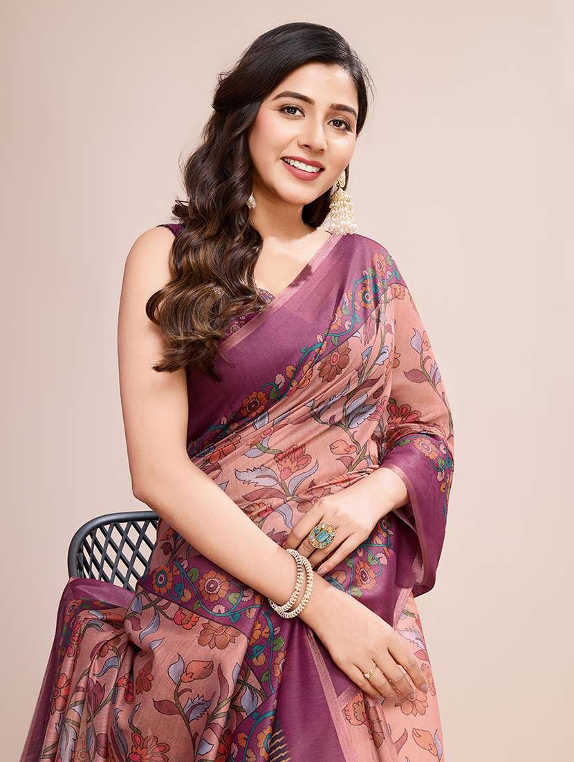 women floral printed casual wear saree with blouse - 21998813 -  Standard Image - 1