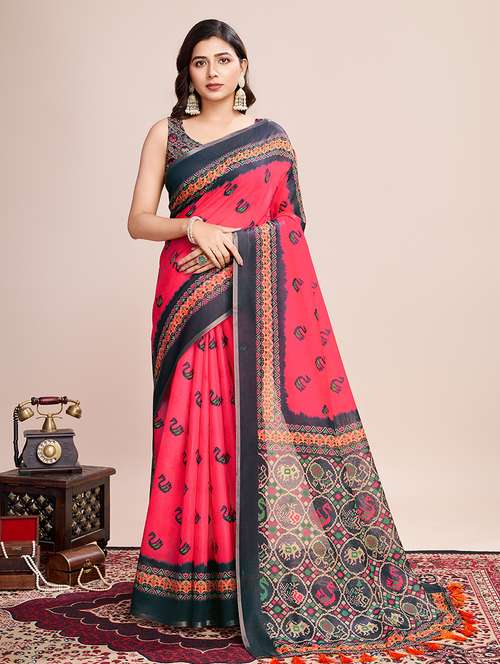 women printed casual wear saree with blouse - 21998815 - Standard Image - 0