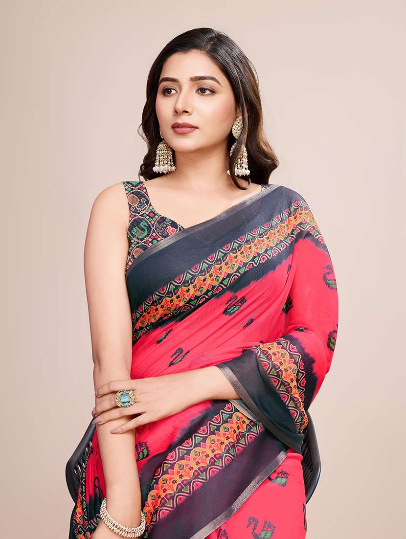 women printed casual wear saree with blouse - 21998815 - Standard Image - 1