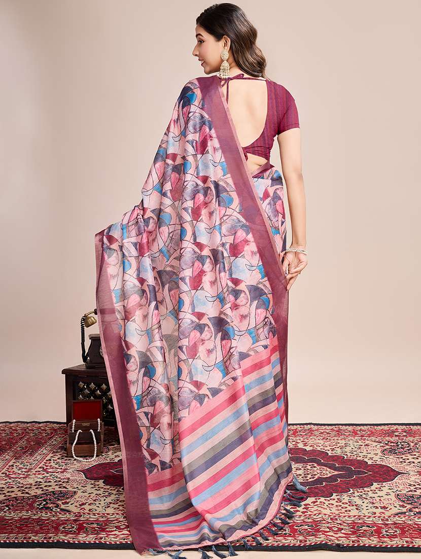 women printed casual wear saree with blouse - 21998816 -  Standard Image - 1