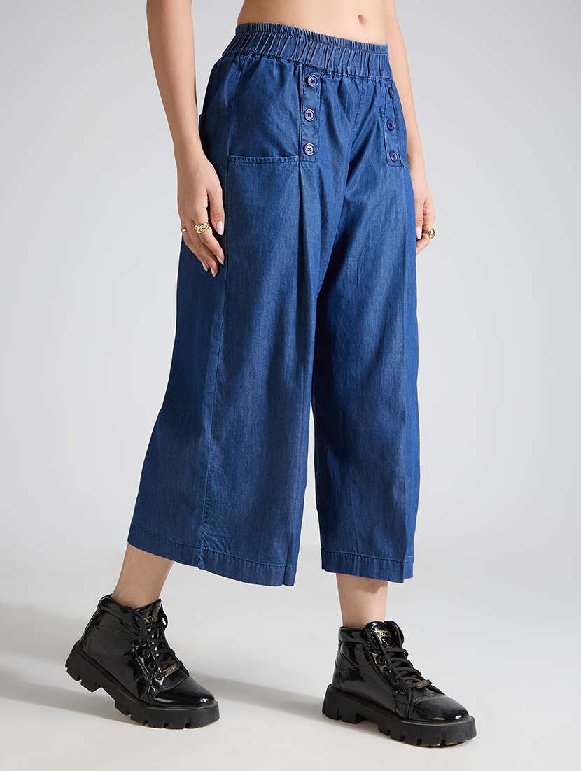 women solid mid rise wide leg jean - 21998819 -  Standard Image - 1