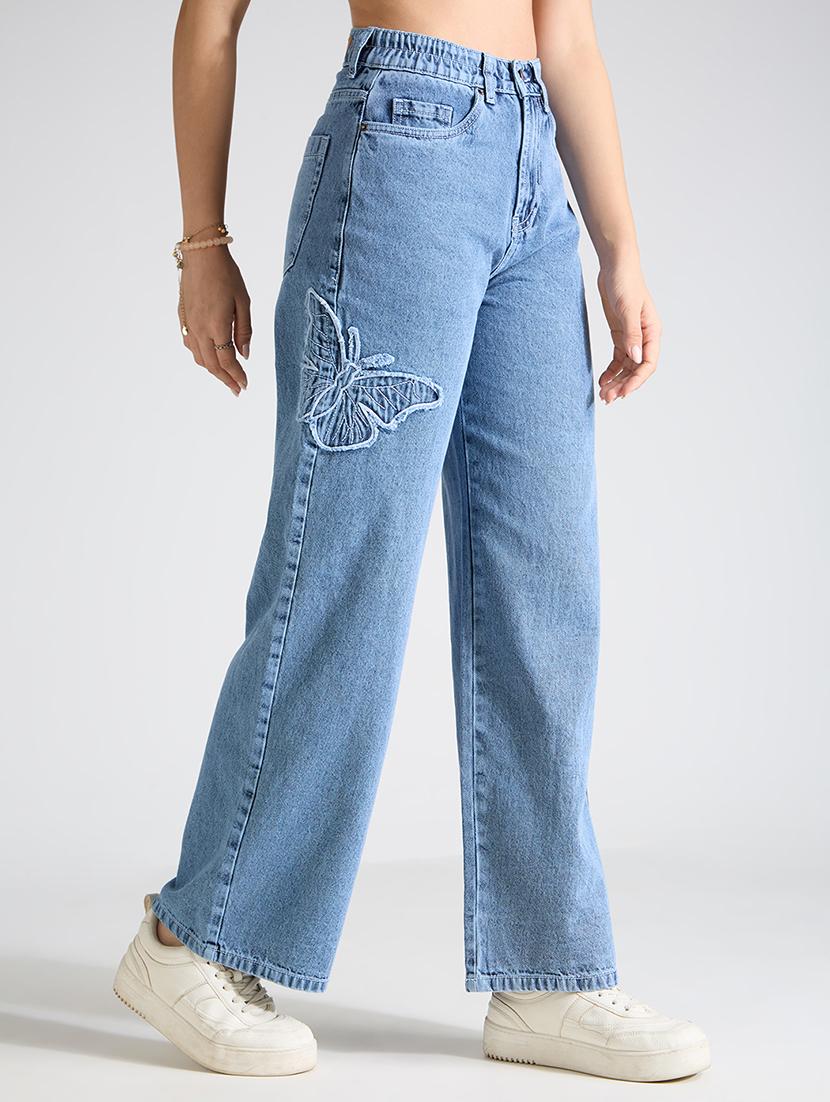 women light blue high rise wide leg jeans - 21998828 -  Standard Image - 1