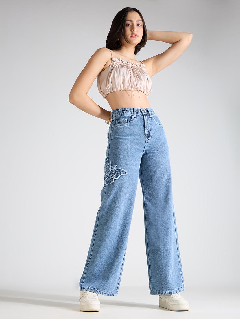 women light blue high rise wide leg jeans - 21998828 - Standard Image - 6